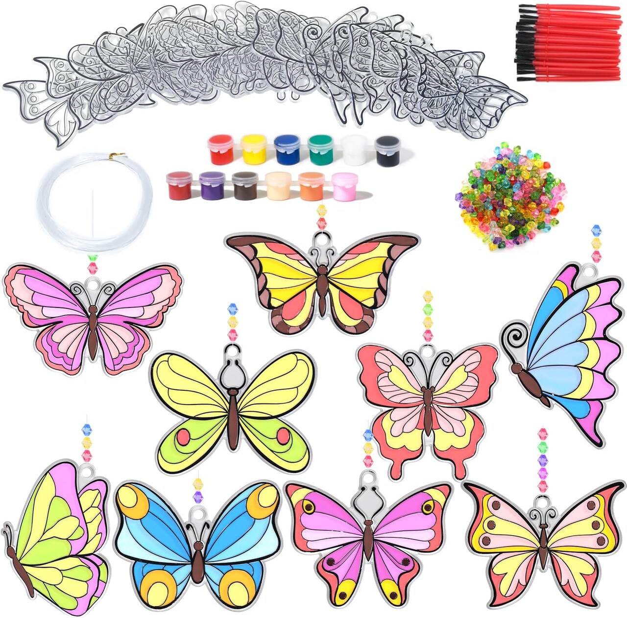 27 Sets DIY Window Paint Art Suncatchers Craft Kits - Butterfly